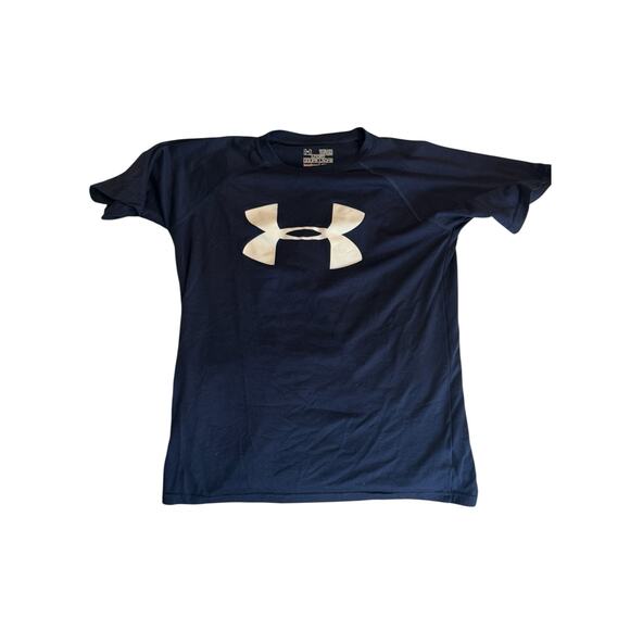 Under Armour Navy Logo Loose Fit Short-Sleeve Tee - Youth Medium (YMD) - Picture 1 of 2